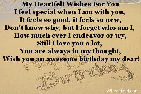 My Heartfelt Wishes For You, Love Birthday Poem