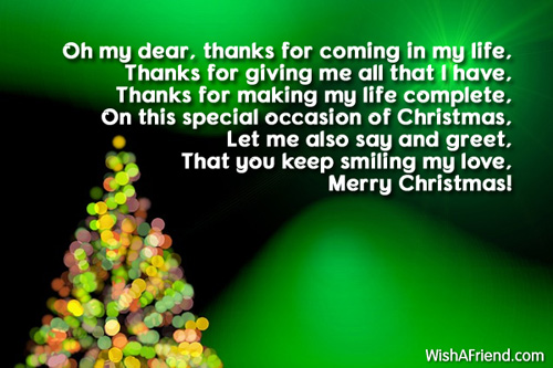 Oh my dear, thanks for coming, Christmas Message for Husband