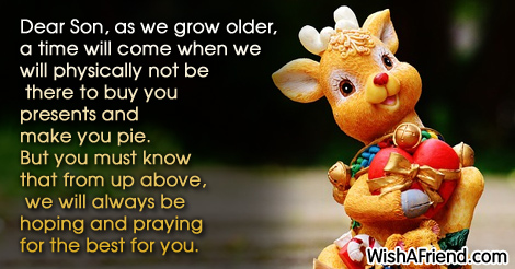 Dear Son, as we grow older,, Christmas Message for Son