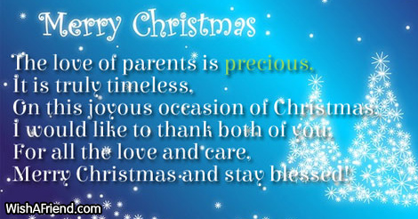 The love of parents is precious,, Christmas Message For Parents