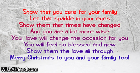 Show that you care for your, Christmas Message For Family