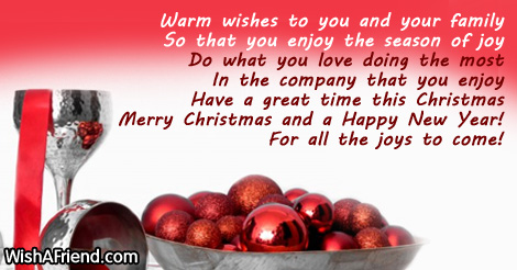 Warm wishes to you and your, Christmas Card Message