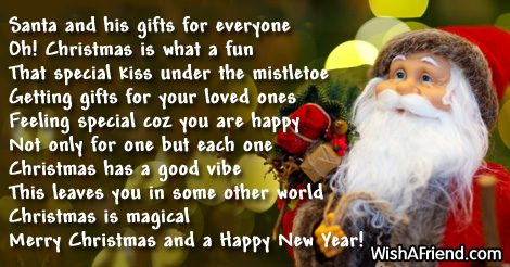 santa and his gifts short christmas poem santa and his gifts short christmas poem
