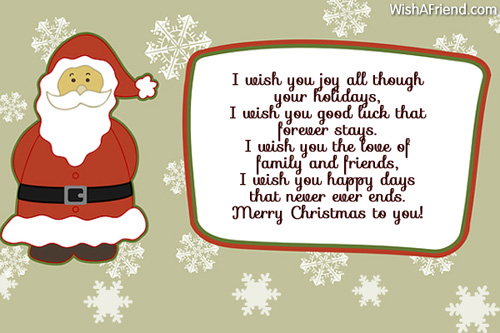 My Christmas Wishes For You, Short Christmas Poem