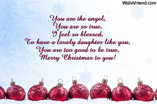 You are the angel, You are, Christmas Message for Daughter