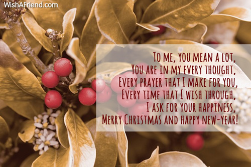 To me, you mean a lot,, Christmas Message for Friends