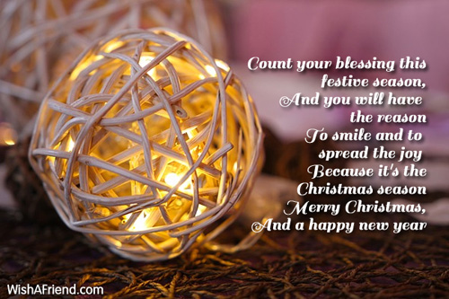 Count your blessing this festive season, And, Merry Christmas Message