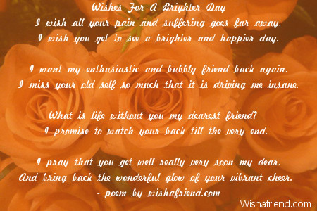 Wishes For A Brighter Day, Get Well Soon Poem