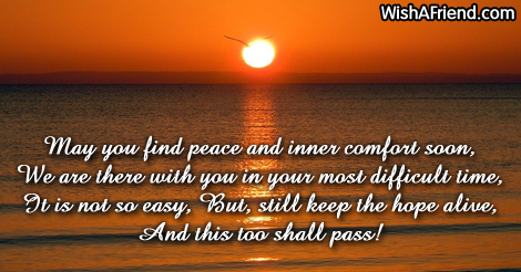 May you find peace and inner, Sympathy Message For Loss Of 