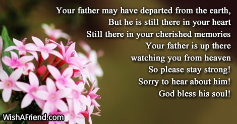 Your father may have departed from, Sympathy Message For Loss Of Father