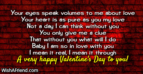 Your eyes speak volumes to me, Valentine's day messages for girlfriend